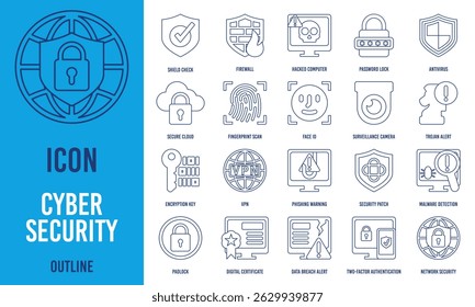 Cybersecurity flat icon design, ideal for data protection and tech concepts.