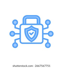 Ícone de segurança cibernética azul Ilustração de vetor