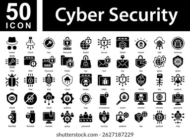 Cybersecurity Icon Collection Set. Glyph Vector Style