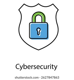Cybersecurity Icon Displaying Shield Padlock Secure Network And Firewall Layer