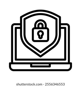 Cybersecurity icon line vector illustration on white background.