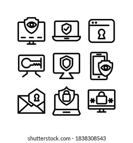 icono de ciberseguridad o logotipo símbolo de señas aislado ilustración vectorial - Colección de iconos vectoriales de estilo negro de alta calidad
