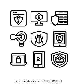 icono de ciberseguridad o logotipo símbolo de señas aislado ilustración vectorial - Colección de iconos vectoriales de estilo negro de alta calidad
