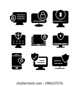 icono de ciberseguridad o logotipo símbolo de señas aislado ilustración vectorial - Colección de iconos vectoriales de estilo negro de alta calidad
