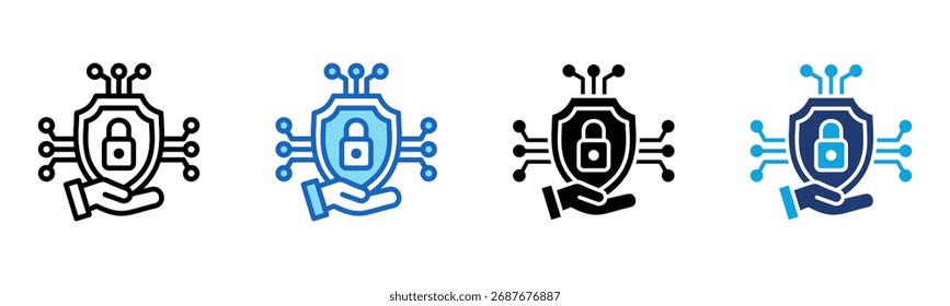 Cybersecurity icon Multi Style Vector Illustration