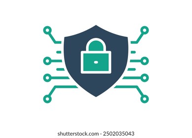 Cybersecurity icon. icon related to technology. solid icon style. data analytics elements vector illustration