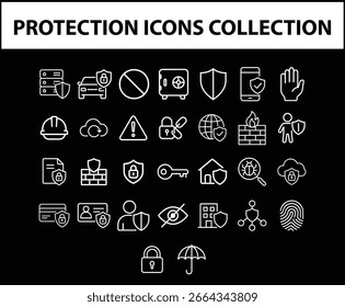 Cybersecurity Icon Set – 36 Tech Symbols, Data Protection Graphics, Secure Network Illustrations ,Vector Illustrator File.