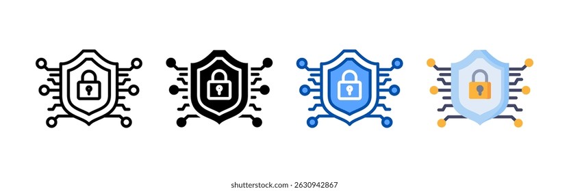 Cybersecurity icon set bundle. Multi style icon collection perfect for websites, apps, and presentations. Simple vector icon collection