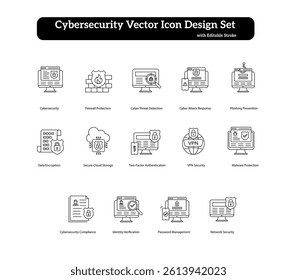 Cybersecurity Icon Set Data Protection Network Security Vector Design Collection

