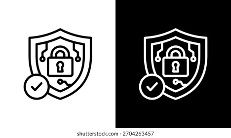 Segurança cibernética com design de conjunto de ícones