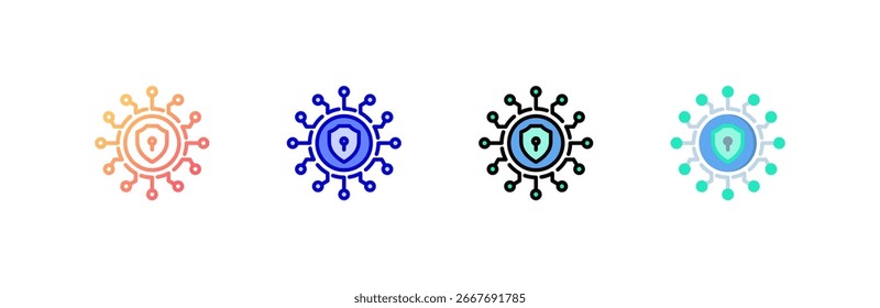Cybersecurity icon set multiple style collection