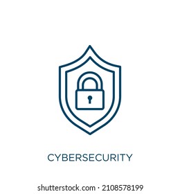 cybersecurity icon. Thin linear cybersecurity outline icon isolated on white background. Line vector cybersecurity sign, symbol for web and mobile