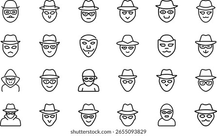 Cybersecurity Icons Collection Apresentando Hacking, Malware, Phishing, Secure Login, Proteção de Dados e Símbolos de Alerta de Vírus em um Estilo Moderno