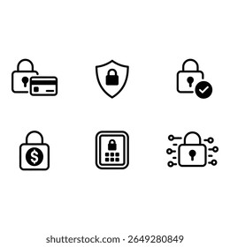Cybersecurity Icons Secure Payment Data Protection and Network Safety Symbols