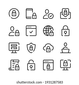 Cybersecurity Icons. Vector Line Icons. Simple Outline Symbols Set