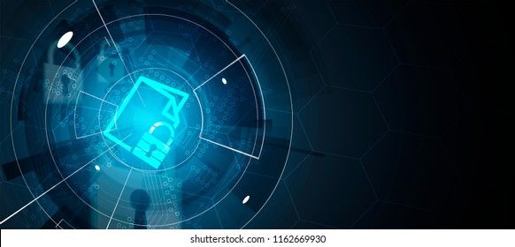 Cybersecurity and information or network protection. Future cyber technology web services for business and internet project