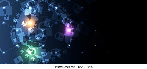 Cybersecurity and information or network protection. Future cyber technology web services for business and internet project