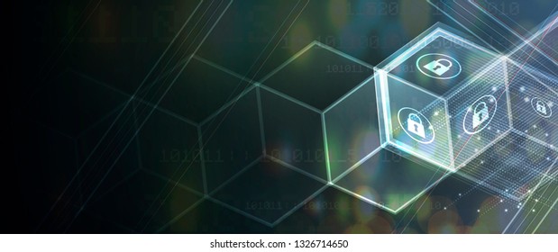 Cybersecurity and information or network protection. Future cyber technology web services for business and internet project