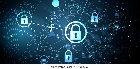 Cybersecurity and information or network protection. Future cyber technology web services for business and internet project