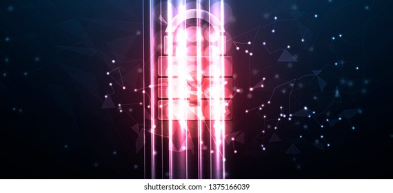 Cybersecurity and information or network protection. Future cyber technology web services for business and internet project