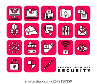 Cybersecurity (information protection) vector icon set