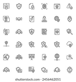 Cybersecurity line icons set. linear style symbols collection, outline signs pack. Cyber security vector graphics. Set includes icons as Firewall, Antivirus Software, Encryption, Secure Browsing