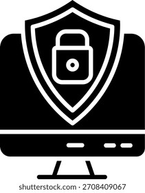 Diseño de íconos de Vector de línea de ciberseguridad