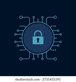 Icono de bloqueo de ciberseguridad con fondo de circuito digital para protección de datos