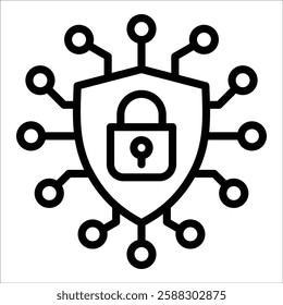 Cybersecurity Lock Icon Element For Design