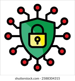 Cybersecurity Lock Icon Element For Design
