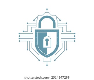Ícone de cadeado de segurança cibernética representando proteção de dados digitais, segurança de rede, tecnologia de criptografia, proteção de informações confidenciais, prevenção de ameaças cibernéticas, garantia de privacidade, segurança on-line