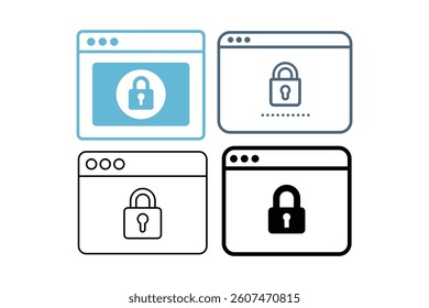 Cybersecurity Lock Vector Icon Collections, cybersecurity padlock icon, secure server lock symbol, padlock on web icon, secure website vector icon