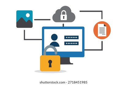 Ilustración vectorial de protección de Inicios de sesión de ciberseguridad