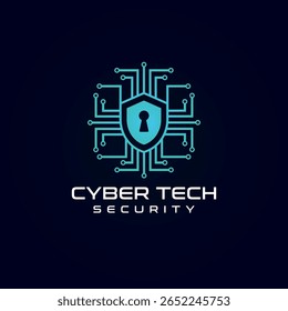 Cybersecurity Logo Icon - Shield and Lock Symbol for Digital Data Protection and Online Privacy