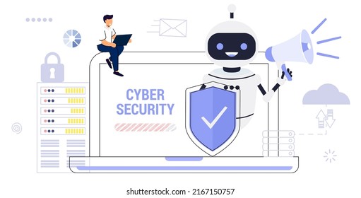 Cybersecurity malware security program Industrial cybersecurity Antivirus software development Malware Cybersecurity risk management metaphors Computer virus and spyware Vector illustrations concept