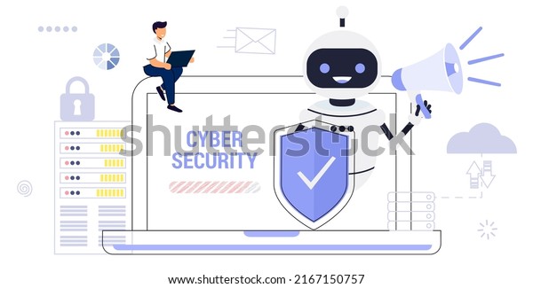 Cybersecurity malware security program Industrial\
cybersecurity Antivirus software development Malware Cybersecurity\
risk management metaphors Computer virus and spyware Vector\
illustrations\
concept