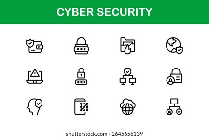 Cybersecurity Modern Line Icon Set. Protect digital assets with our premium collection: network security, data protection, privacy, and online safety essentials.
