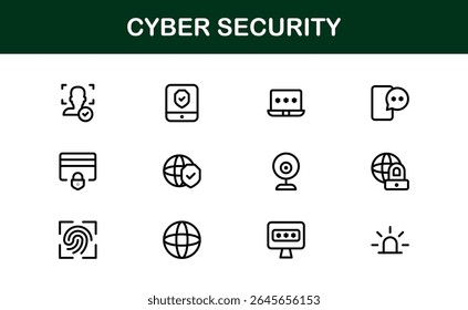 Cybersecurity Modern Line Icon Set. Proteja los activos digitales con nuestra colección premium: seguridad de la red, protección de datos, privacidad y elementos esenciales de seguridad en línea.
