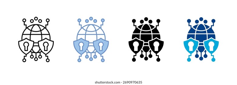 Conjunto de ícones da rede de segurança cibernética