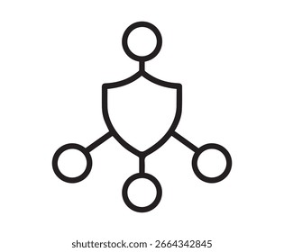 Ícone Da Rede De Segurança Cibernética - Proteção Contra Escudos, Segurança Digital, Símbolo De Sistema Seguro, Arquivo Do Vetor Illustrator.