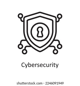 Cybersecurity  Outline Icon Design illustration. Web Hosting And Cloud Services Symbol on White background EPS 10 File