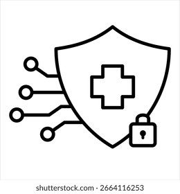Cybersecurity Outline Icon Vector Illustration