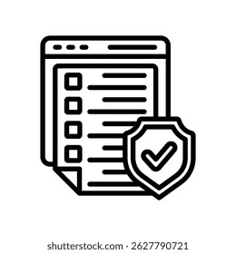 Cybersecurity Policy Vector Lineal Icon On White Background.