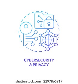 Cybersecurity and privacy blue gradient concept icon. Safety on internet. Governmental IT funding abstract idea thin line illustration. Isolated outline drawing. Myriad Pro-Bold font used