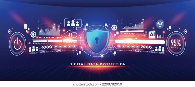 Cybersecurity and privacy concepts to protect data. Lock icon and internet network security technology.  Digital crime by an anonymous hacker. cyber security. vector illustration