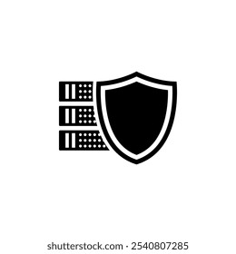Cybersecurity. Protection Network Security Solid Flat Vector Icon Isolated on White Background.