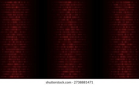 Cybersecurity Segmentation and Multi-Threaded Data Streams - A Strategic Array of Red Binary Columns Illustrating Three Parallel Secured Networks, Surveillance Monitoring, and Encrypted Traffic Flow within a Dark Cyberpunk Void