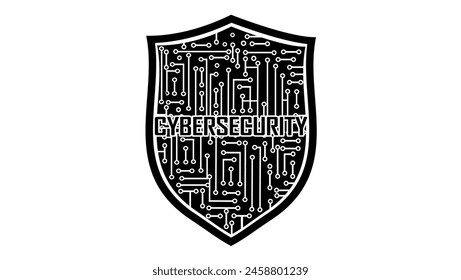 cybersecurity service emblem, black isolated silhouette