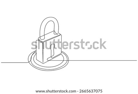 cybersecurity shiel one line art secure system technology, Continuous one line art Cybersecurity concept, cybersecurity shiel line art digital security concept