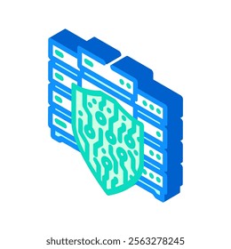 cybersecurity shield data center isometric icon vector. cybersecurity shield data center sign. isolated symbol illustration